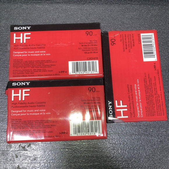 SONY HF 90 Minute Blank AUDIO CASSETTE TAPES Normal Bias Lot of 3 New Sealed!!! - Picture 2 of 3